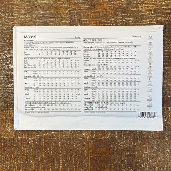 McCalls Sewing Pattern M8319 Retro 1980s Womens Skirt 5 Variations 6-14 UNCUT - Picture 2 of 2